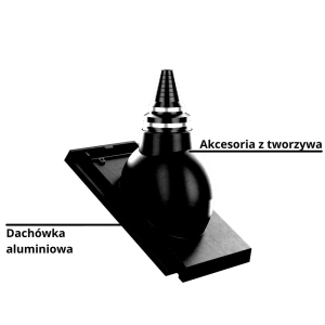 Aluminiowe przejście antenowe do dachówki ceramicznej Creaton Domino czarna glazura